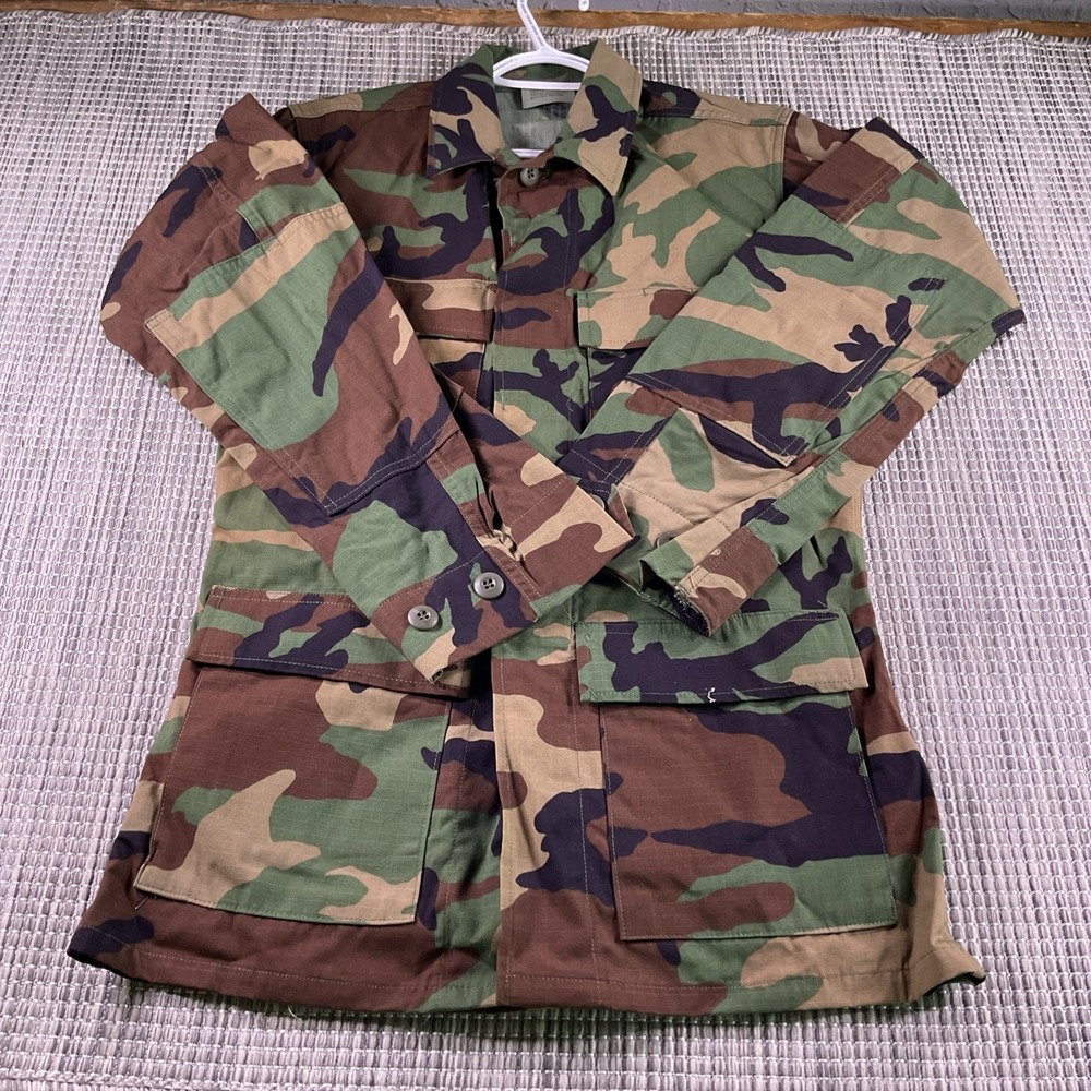US Military Woodland Camo Combat Coat Hot Weather Ripstop Jacket XS Regular